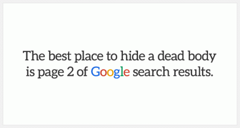 Best Place to Hide a Dead Body is page 2 of google search